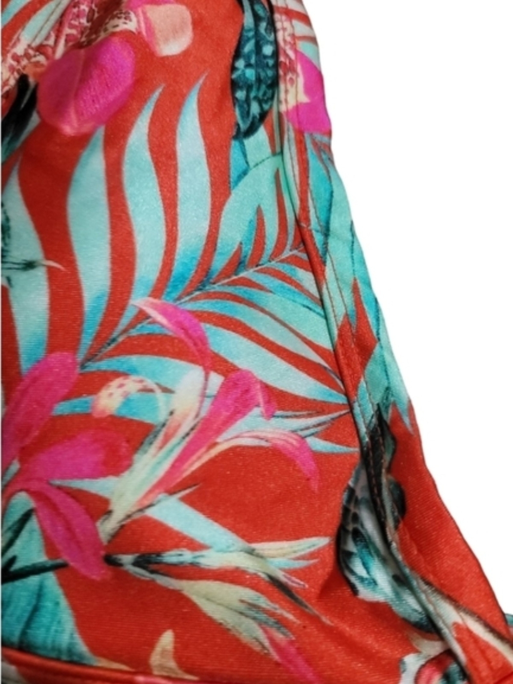 LA Hearts - XL Coral and Aqua Floral Bikini Top - Picture 3 of 8